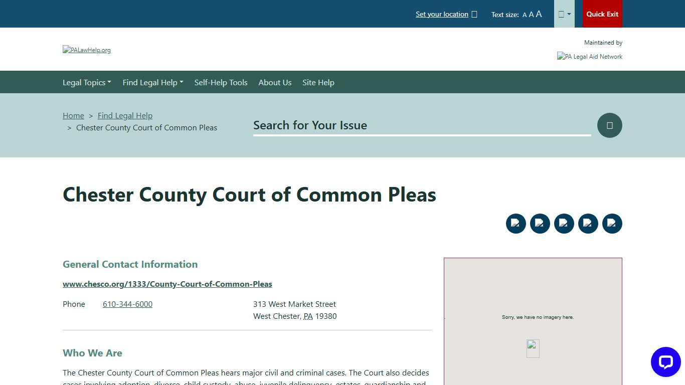Chester County Court of Common Pleas PALawHELP.org - Your Online Guide to Legal Information and Legal Services in Pennsylvania