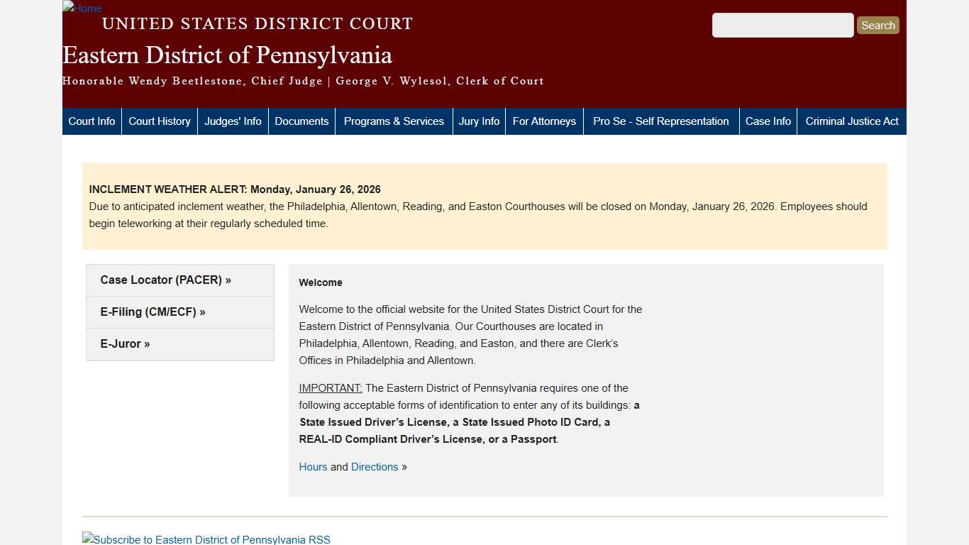 Eastern District of Pennsylvania United States District Court