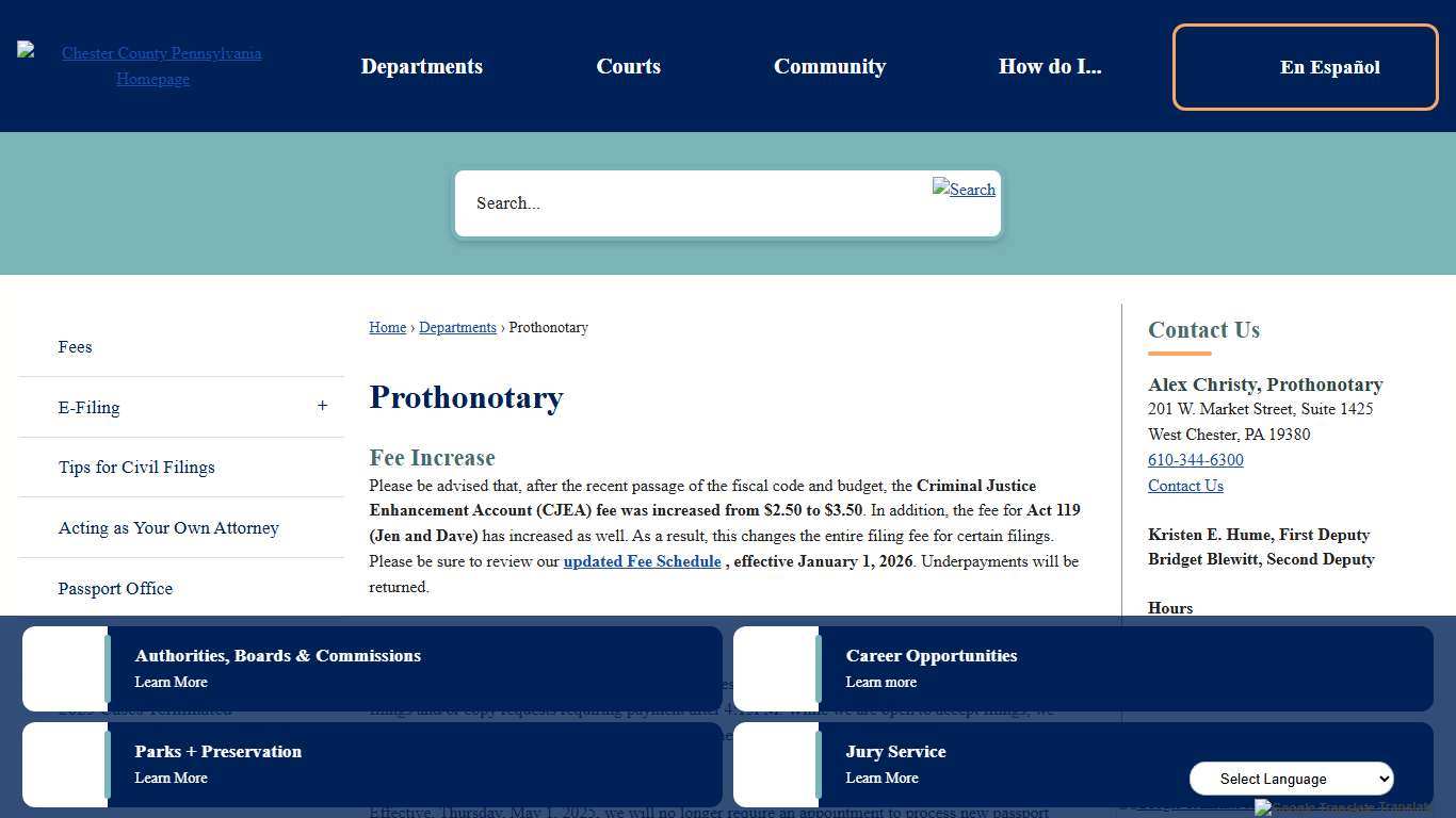 Prothonotary Chester County, PA - Official Website